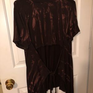 Brown bleached top with tie back